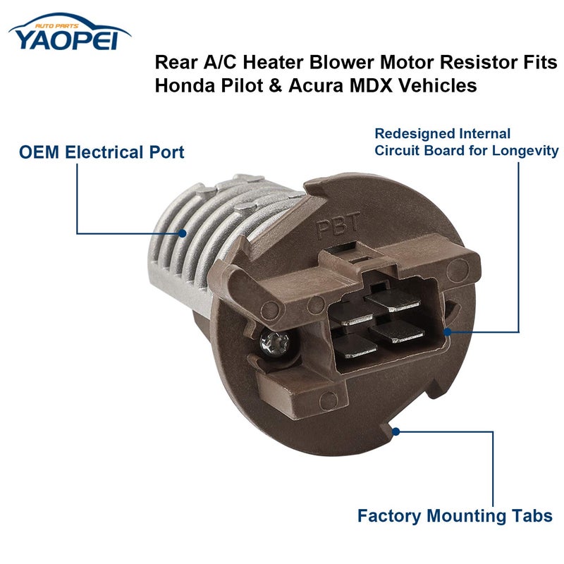 YAOPEI Rear Blower Motor Control Module Resistor 79330-S3V-A51 AC Heater Motor Blower Transistor Resistor Compatible with 2003-2008 Honda Pilot 2001-2006 Acura MDX Replaces JA1626 RU364 973-548 20286 4P1493 - Image 3